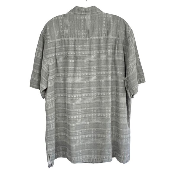Island Republic Mens Shirt Sz XXL Short Sleeve Button Up Gray Stripes 100% Silk - Picture 3 of 12